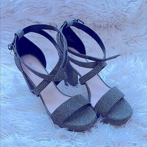 Elegant Silver Strappy Women's Heels